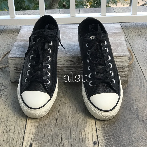 NWT Converse Ctas Ox Leather Black Egret W AUTHENT - Picture 3 of 8